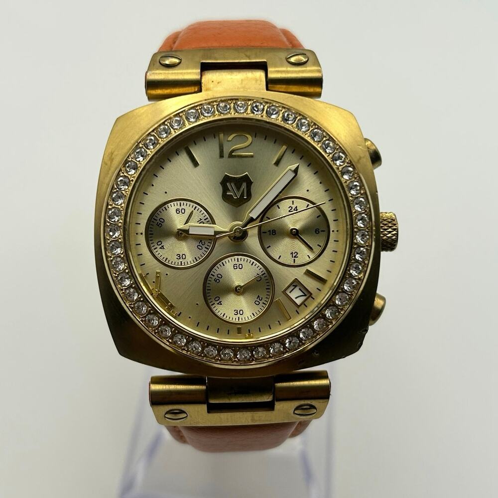 Andrew Marc AM3000901 Gold Tone Women's Classic Chronograph Watch  New Battery